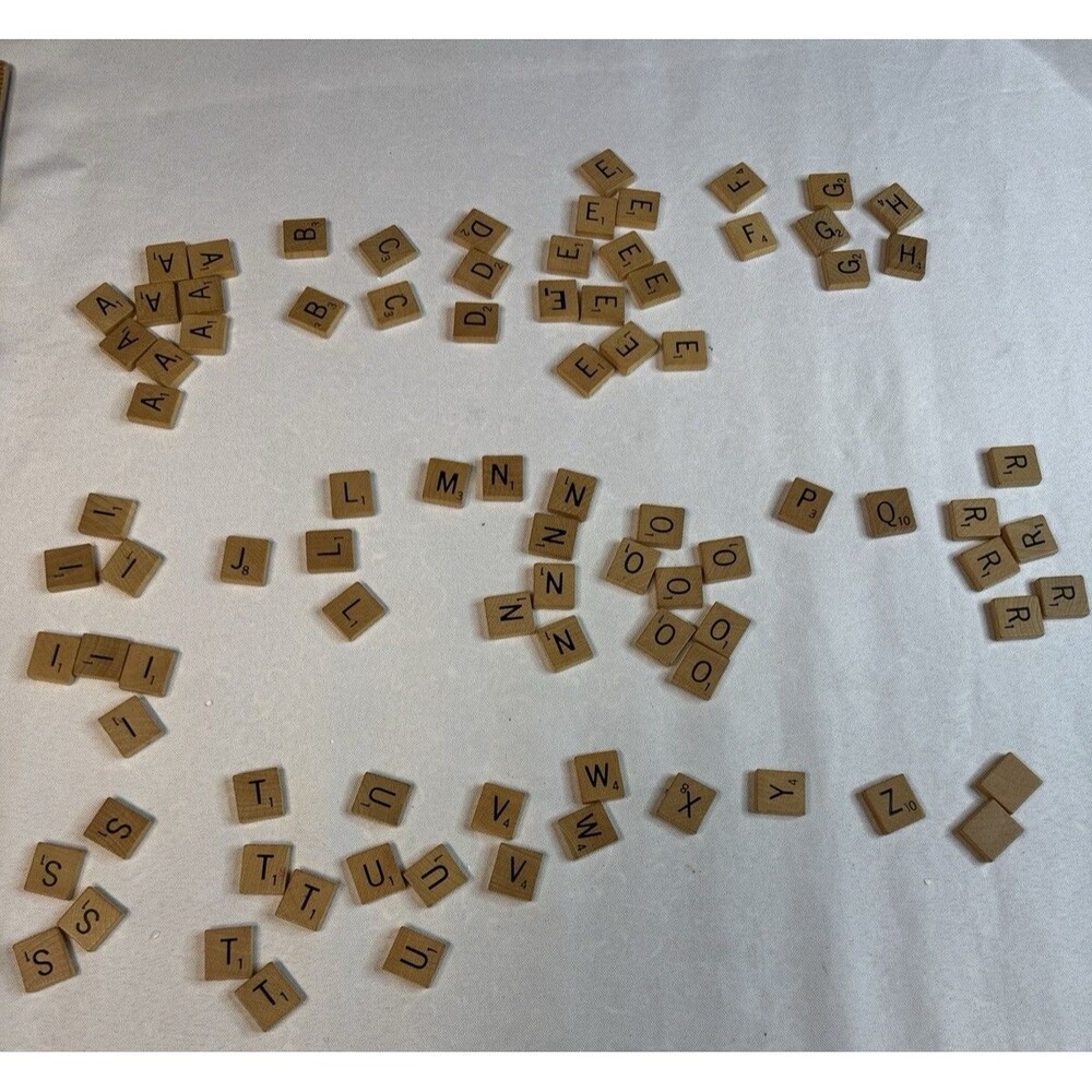 Vintage Scrabble Wood Tiles Lot of 99 - Missing K - Craft Supply / Replacements